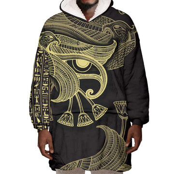 Afro Egypt Wearable Blanket Hoodie Horus Eyes Egyptian God DT03