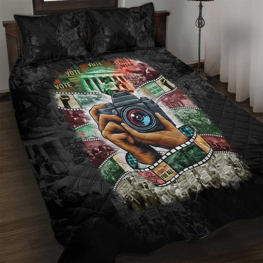 African American Civil Rights Leaders Quilt Bed Set Heritage in Frames Photography DT03