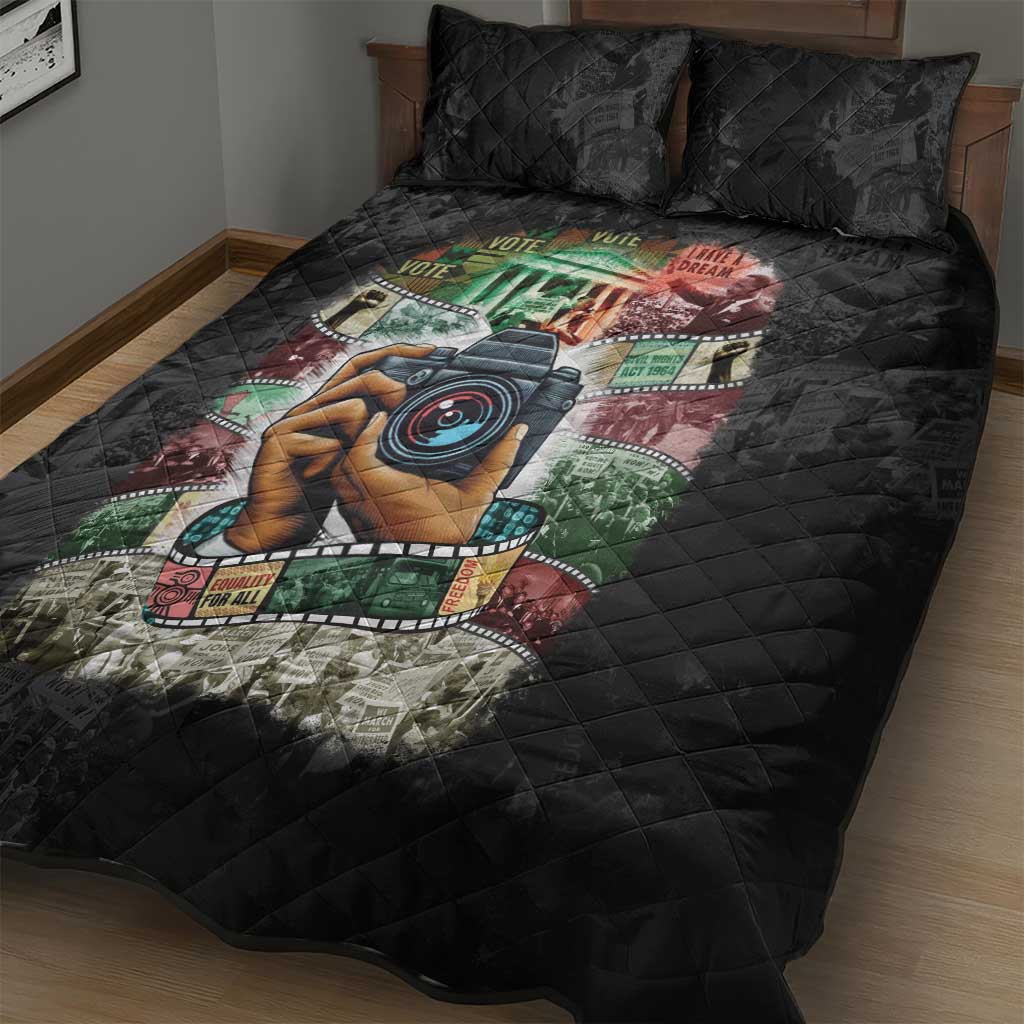 African American Civil Rights Leaders Quilt Bed Set Heritage in Frames Photography DT03