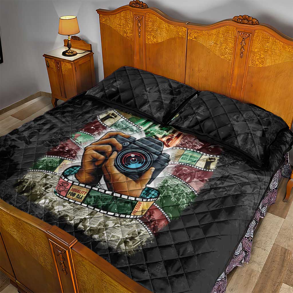 African American Civil Rights Leaders Quilt Bed Set Heritage in Frames Photography DT03