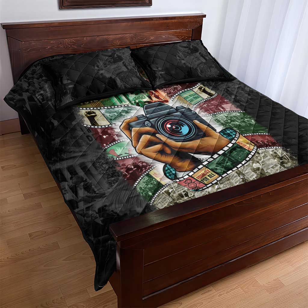 African American Civil Rights Leaders Quilt Bed Set Heritage in Frames Photography DT03