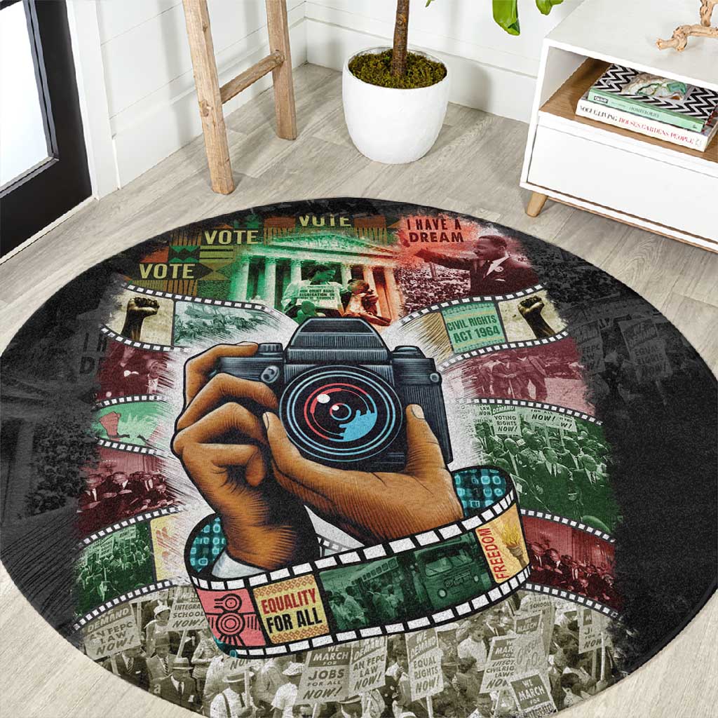 African American Civil Rights Leaders Round Carpet Heritage in Frames Photography DT03