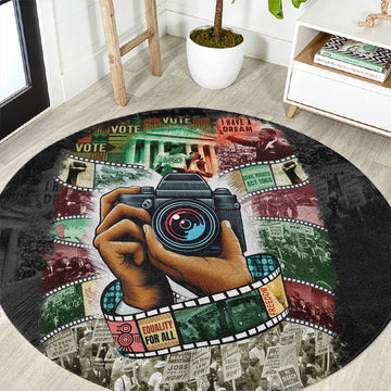 African American Civil Rights Leaders Round Carpet Heritage in Frames Photography DT03