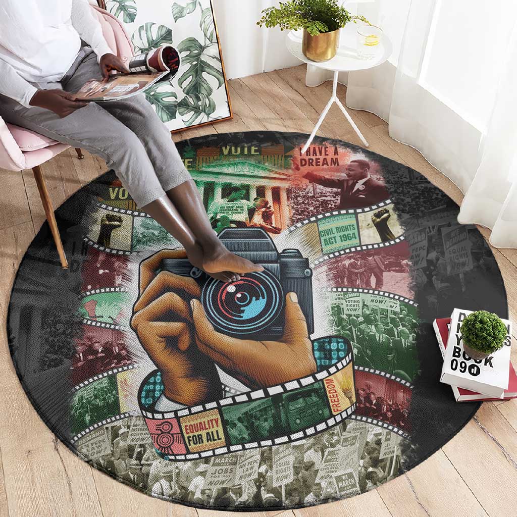 African American Civil Rights Leaders Round Carpet Heritage in Frames Photography DT03