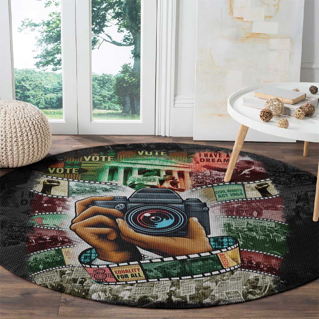 African American Civil Rights Leaders Round Carpet Heritage in Frames Photography DT03