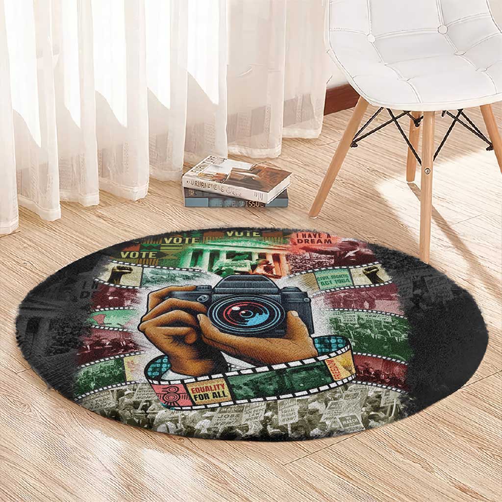 African American Civil Rights Leaders Round Carpet Heritage in Frames Photography DT03