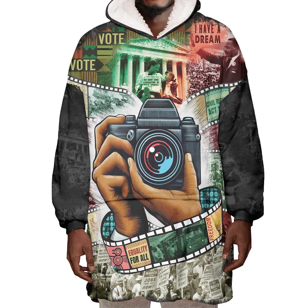 African American Civil Rights Leaders Wearable Blanket Hoodie Heritage in Frames Photography DT03