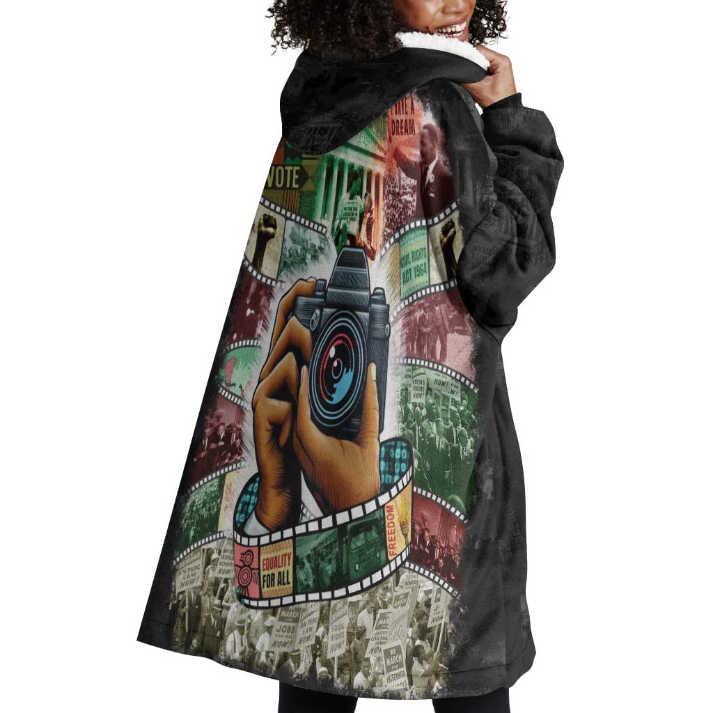 African American Civil Rights Leaders Wearable Blanket Hoodie Heritage in Frames Photography DT03