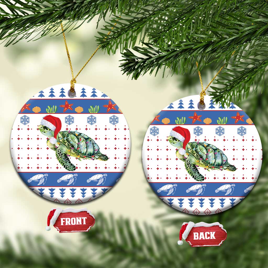Turtle Xmas Ceramic Ornament Green Sea Turtle Merry Christmas DT03