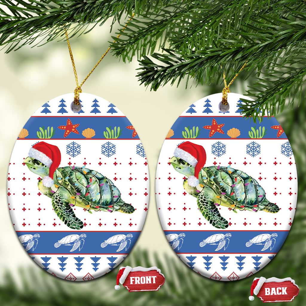 Turtle Xmas Ceramic Ornament Green Sea Turtle Merry Christmas DT03