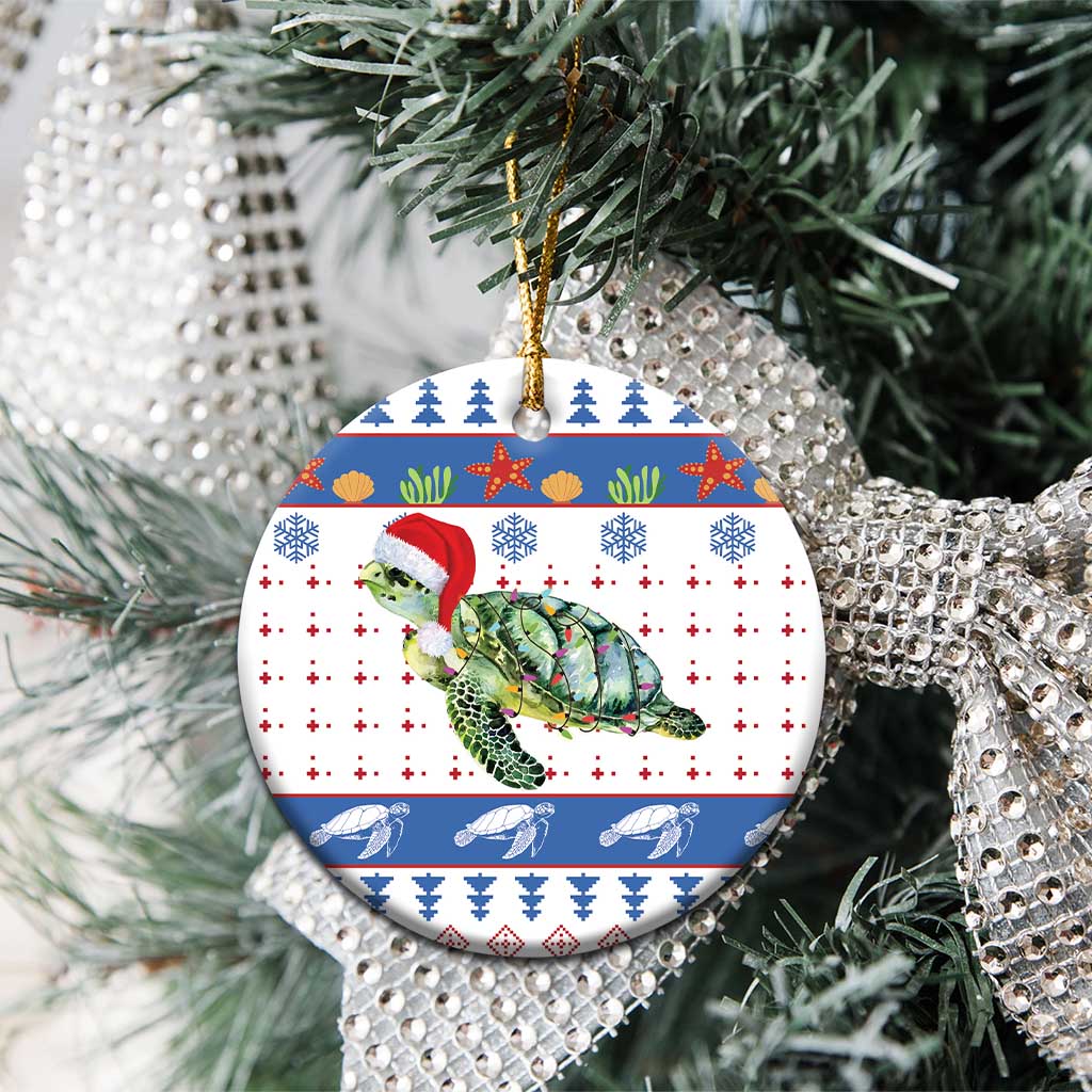 Turtle Xmas Ceramic Ornament Green Sea Turtle Merry Christmas DT03
