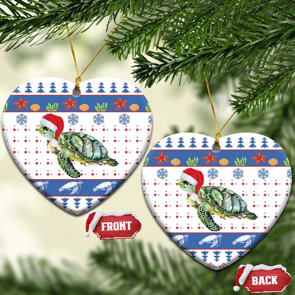 Turtle Xmas Ceramic Ornament Green Sea Turtle Merry Christmas DT03