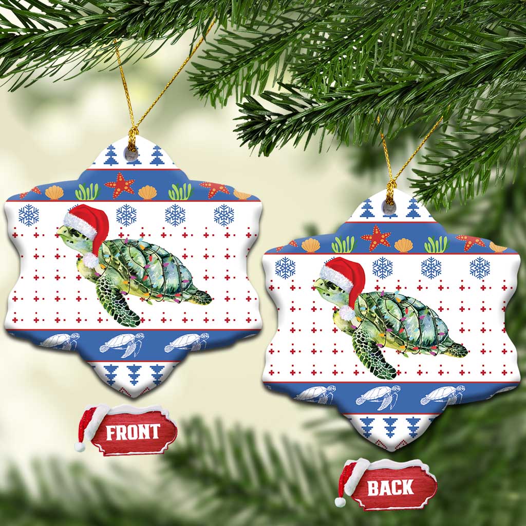 Turtle Xmas Ceramic Ornament Green Sea Turtle Merry Christmas DT03