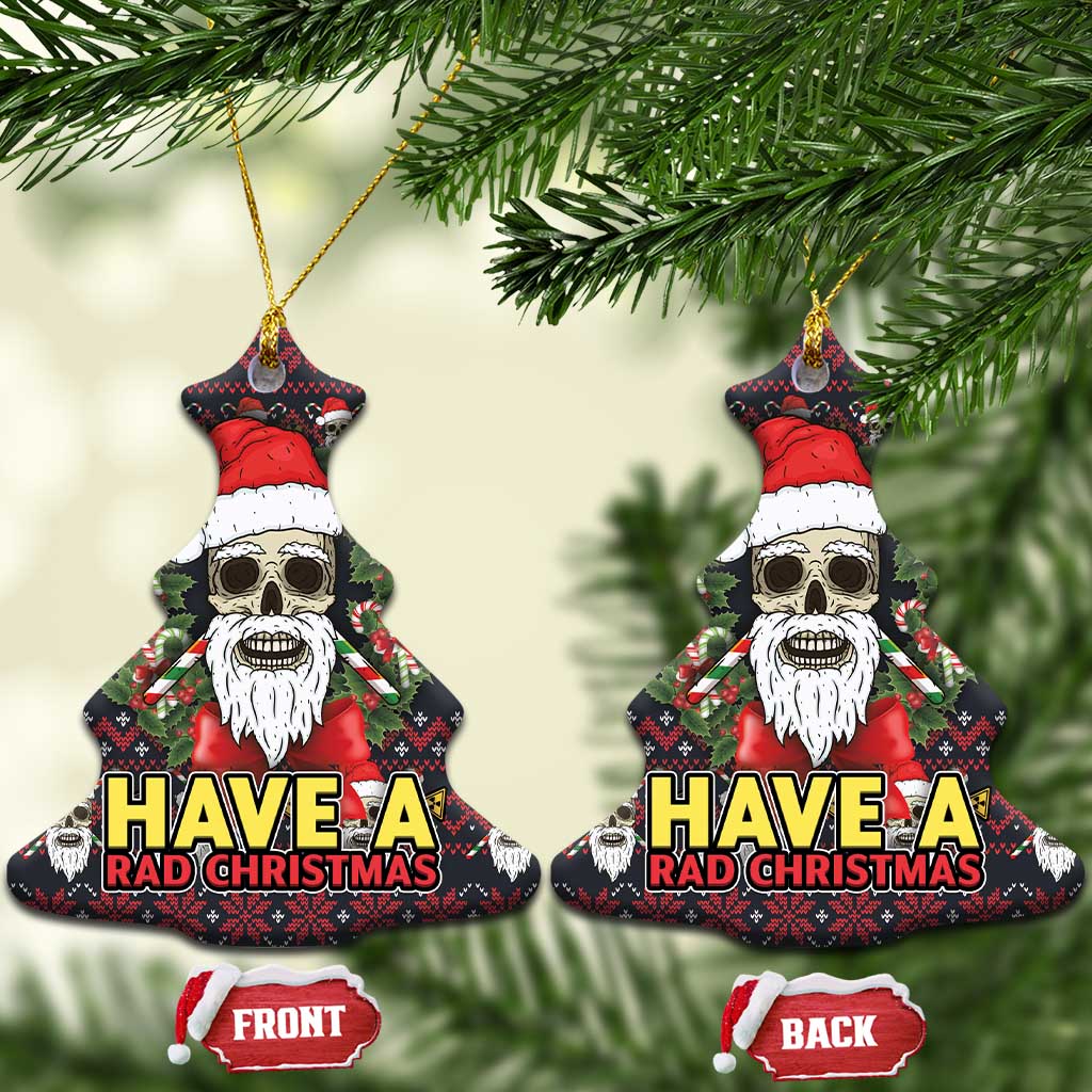 Skull Have A Rad Christmas Ceramic Ornament Santa Skull DT03