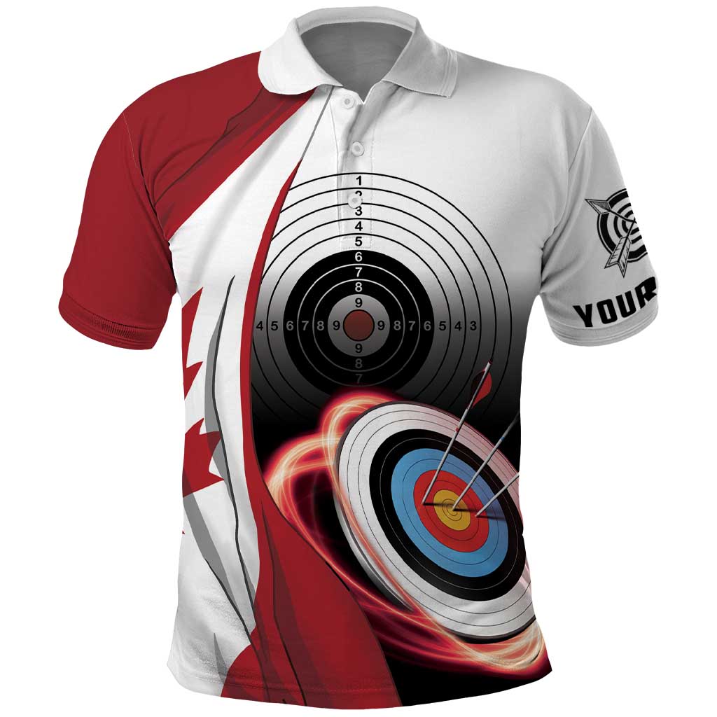 Personalized Canadian Flag Polo Shirt Canada Archery Target - Maple Leaf DT03