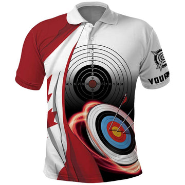 Personalized Canadian Flag Polo Shirt Canada Archery Target - Maple Leaf DT03