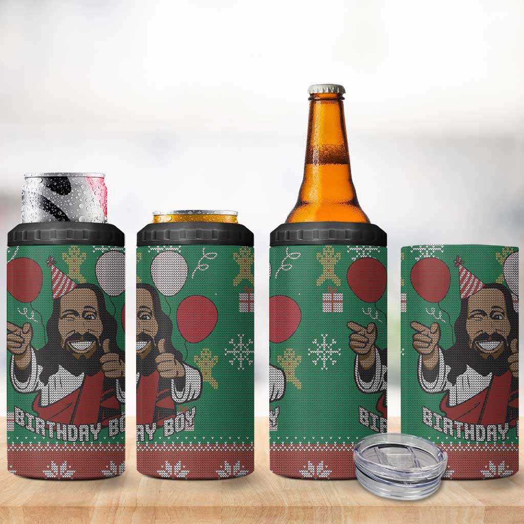 African Birthday Boy Jesus 4 in 1 Can Cooler Tumbler Afro Christmas DT03