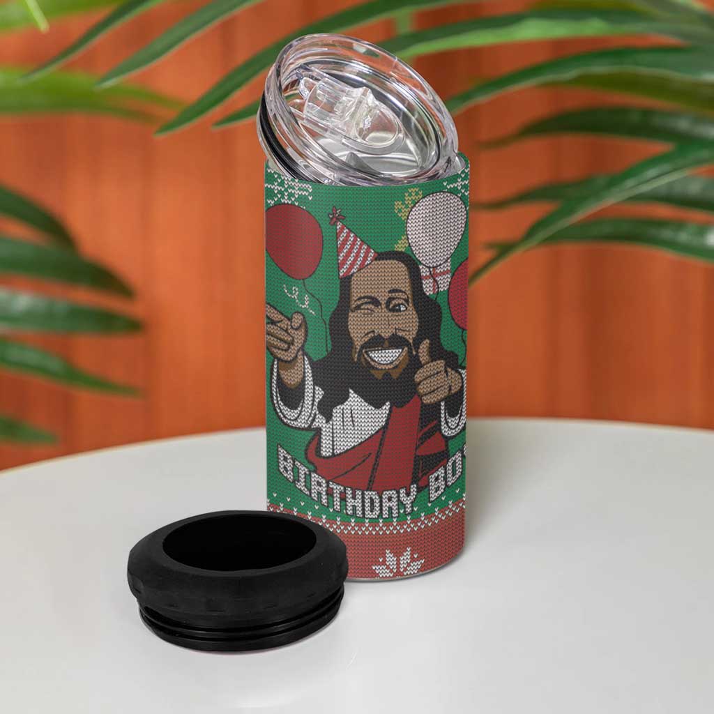 African Birthday Boy Jesus 4 in 1 Can Cooler Tumbler Afro Christmas DT03