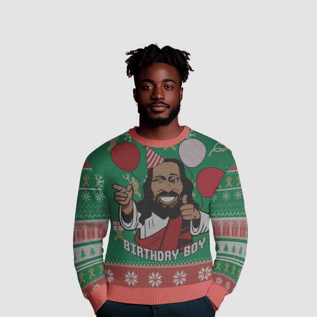 African Birthday Boy Jesus Ugly Christmas Sweater Afro Christmas DT03