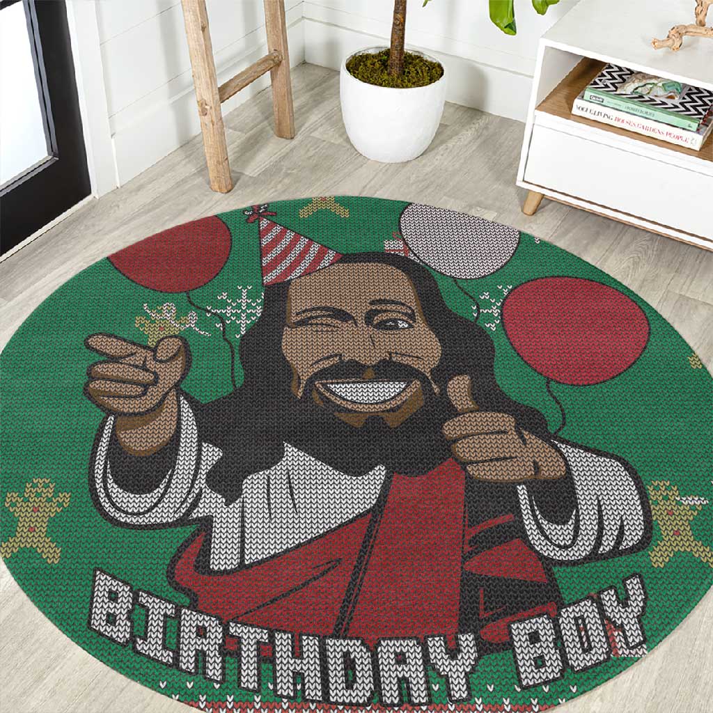 African Birthday Boy Jesus Round Carpet Afro Christmas DT03