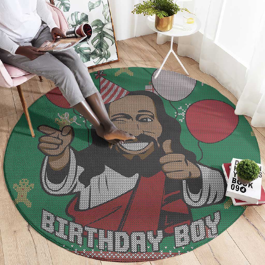 African Birthday Boy Jesus Round Carpet Afro Christmas DT03