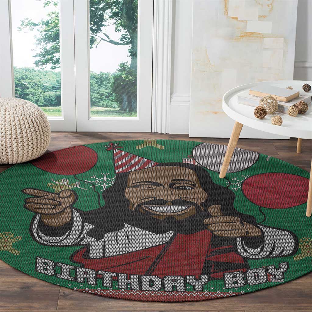 African Birthday Boy Jesus Round Carpet Afro Christmas DT03
