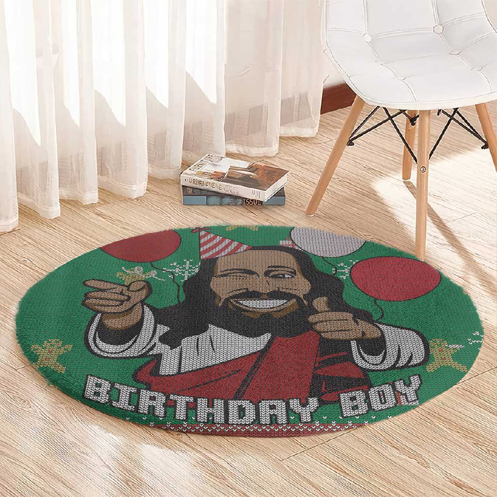 African Birthday Boy Jesus Round Carpet Afro Christmas DT03