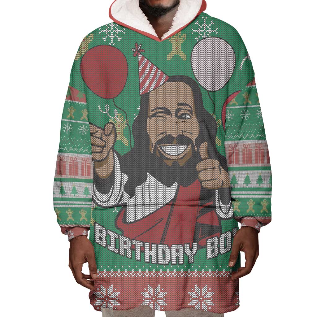 African Birthday Boy Jesus Wearable Blanket Hoodie Afro Christmas DT03