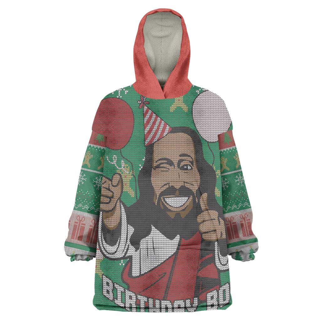 African Birthday Boy Jesus Wearable Blanket Hoodie Afro Christmas DT03