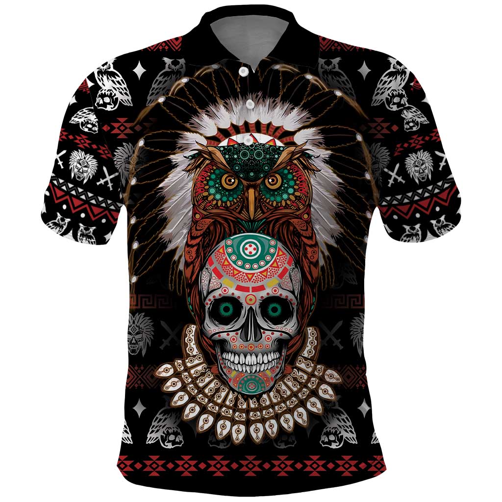 Warrior Of Indian Skull Polo Shirt Native American DT03