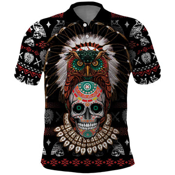 Warrior Of Indian Skull Polo Shirt Native American DT03
