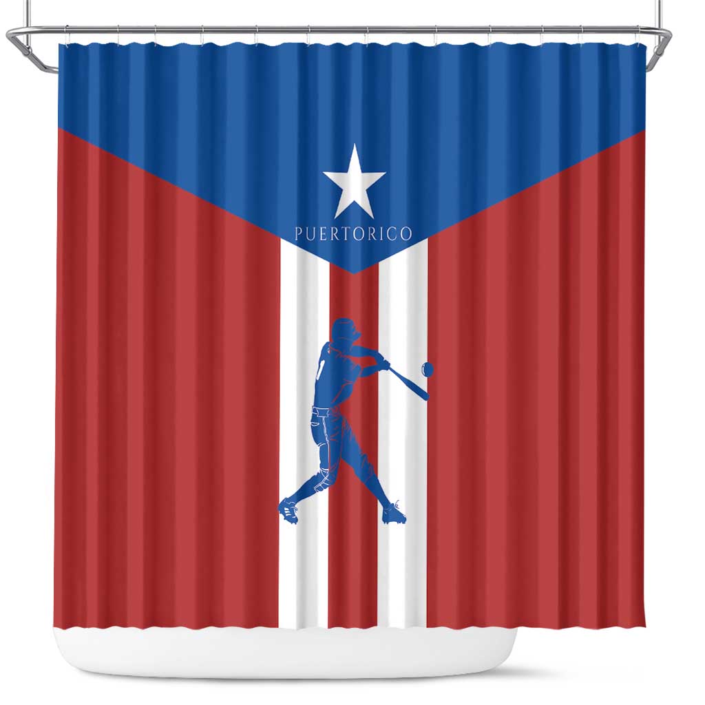 Puerto Rican Baseball Shower Curtain Boricua Flag Sports DT03