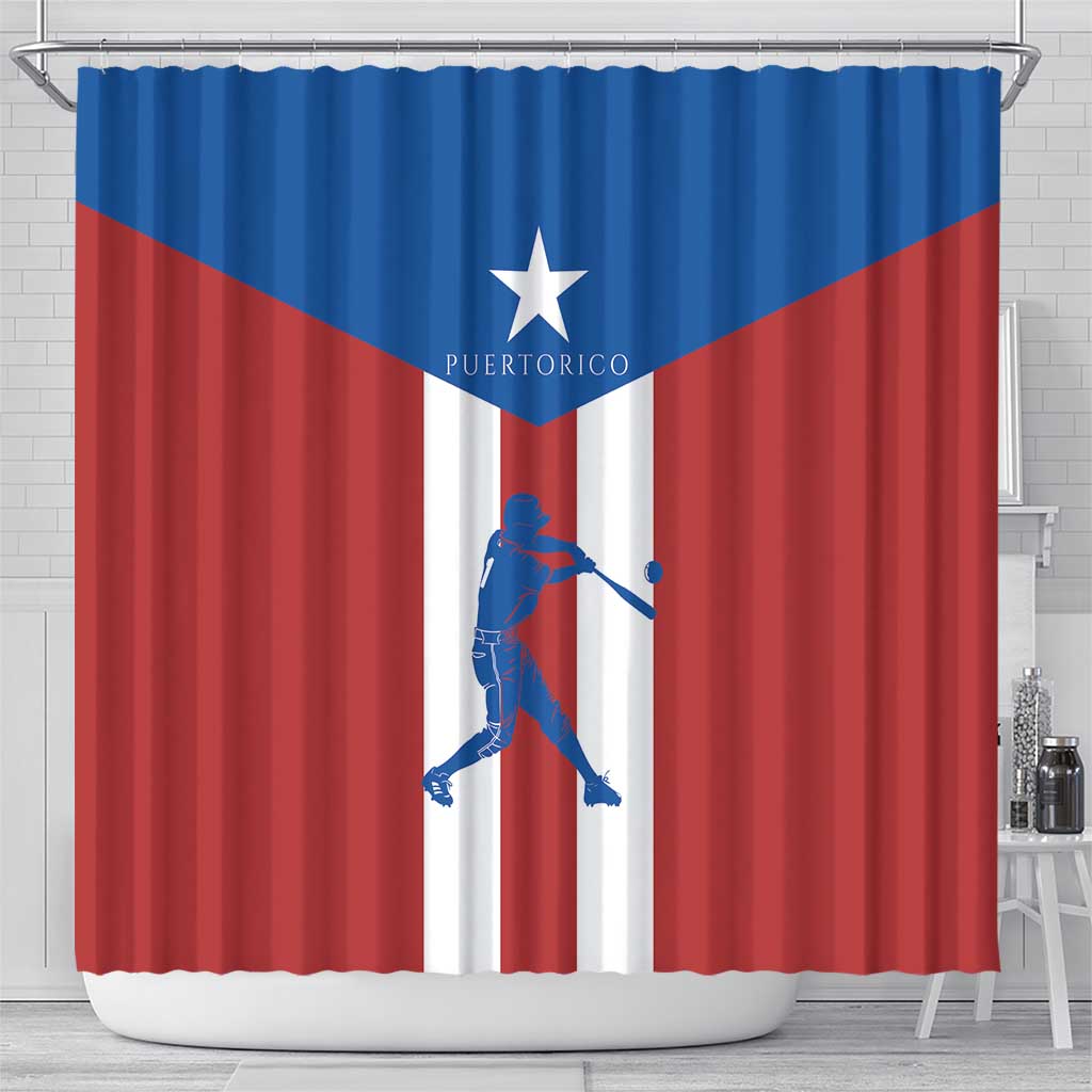 Puerto Rican Baseball Shower Curtain Boricua Flag Sports DT03