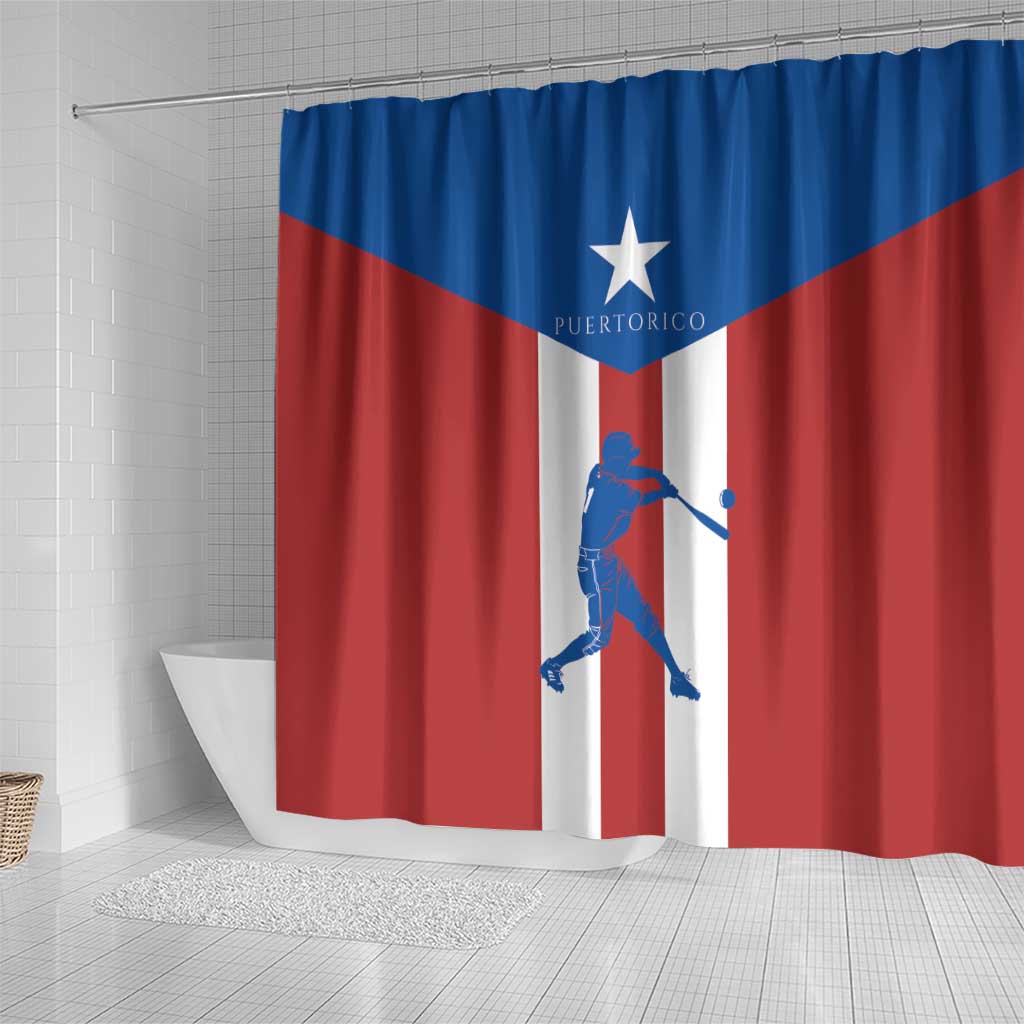 Puerto Rican Baseball Shower Curtain Boricua Flag Sports DT03