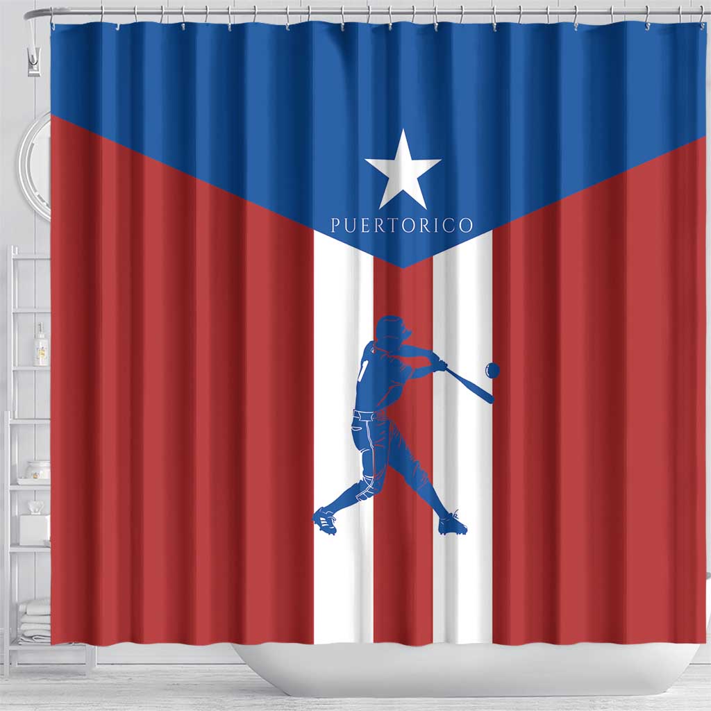 Puerto Rican Baseball Shower Curtain Boricua Flag Sports DT03