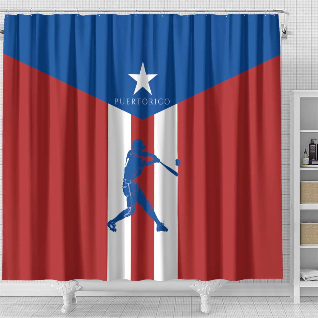 Puerto Rican Baseball Shower Curtain Boricua Flag Sports DT03