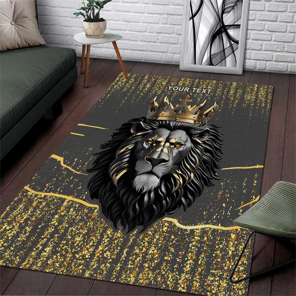 Personalized Black and Gold Lion Africa Area Rug DT03
