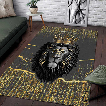 Personalized Black and Gold Lion Africa Area Rug DT03