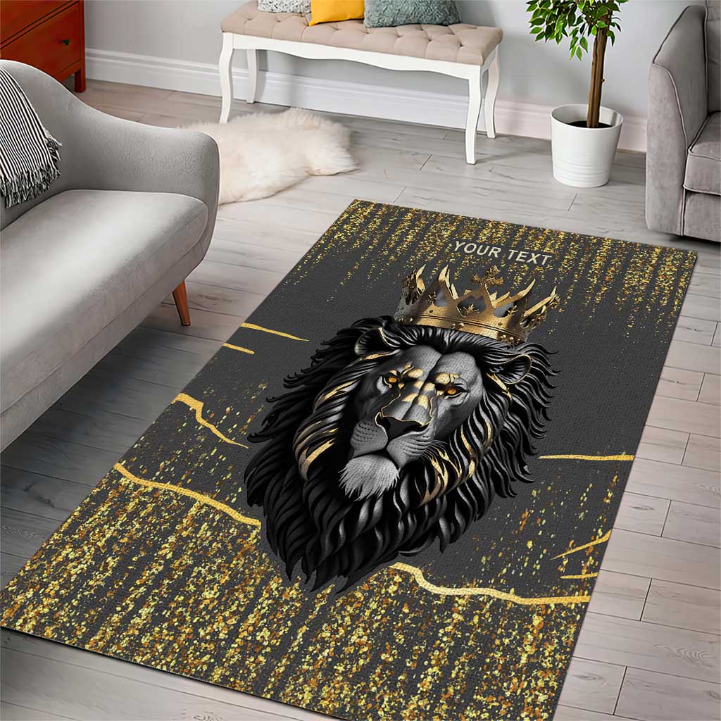 Personalized Black and Gold Lion Africa Area Rug DT03
