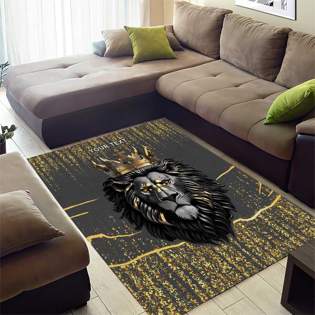 Personalized Black and Gold Lion Africa Area Rug DT03