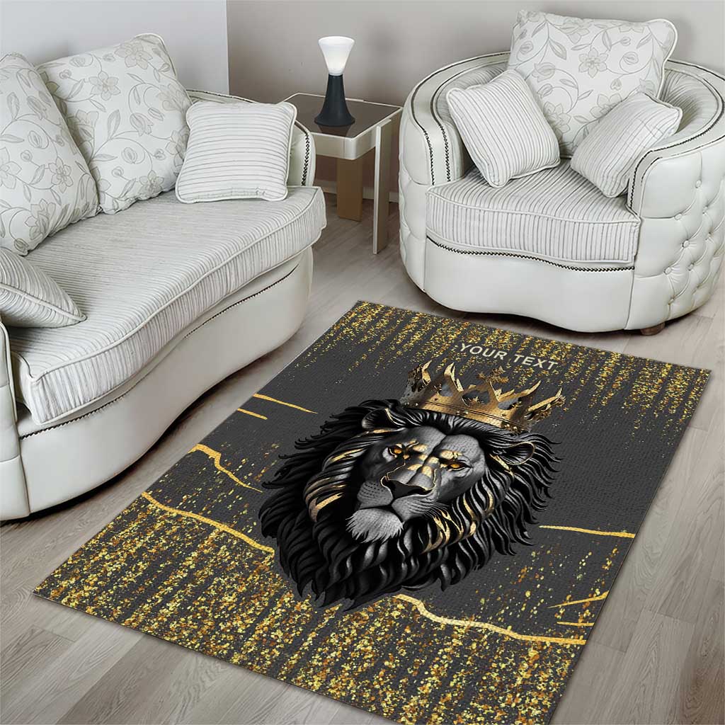 Personalized Black and Gold Lion Africa Area Rug DT03