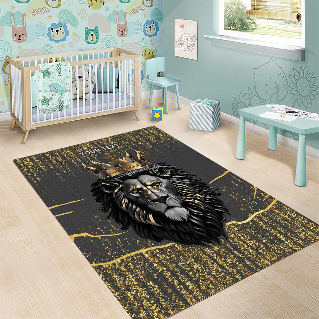 Personalized Black and Gold Lion Africa Area Rug DT03