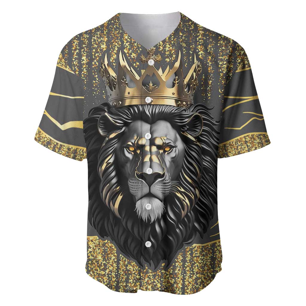 Personalized Black and Gold Lion Africa Baseball Jersey DT03