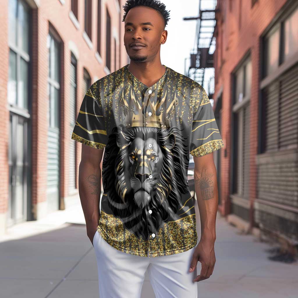 Personalized Black and Gold Lion Africa Baseball Jersey DT03