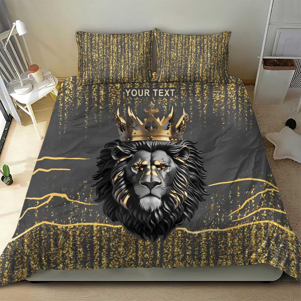 Personalized Black and Gold Lion Africa Bedding Set DT03