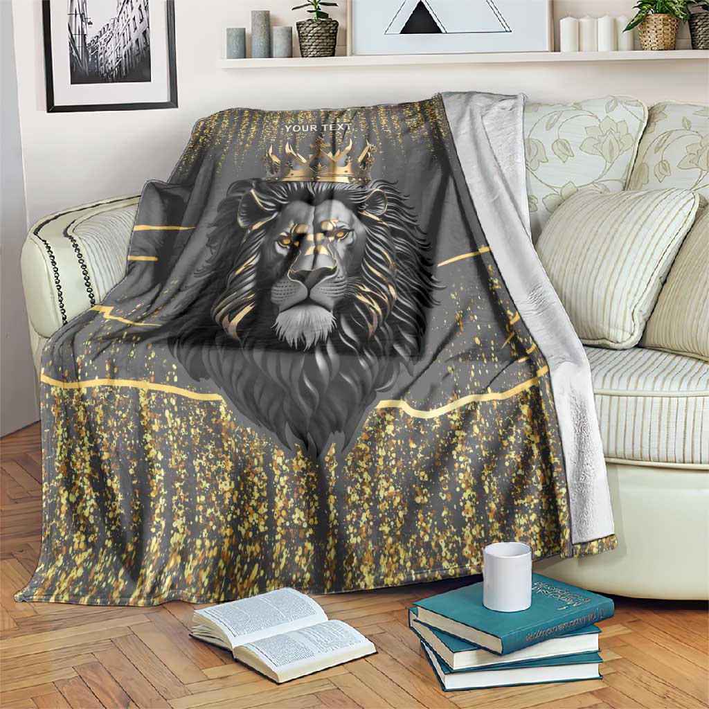 Personalized Black and Gold Lion Africa Blanket DT03
