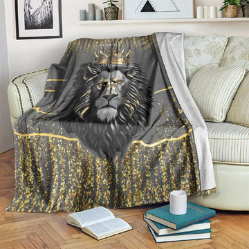 Personalized Black and Gold Lion Africa Blanket DT03