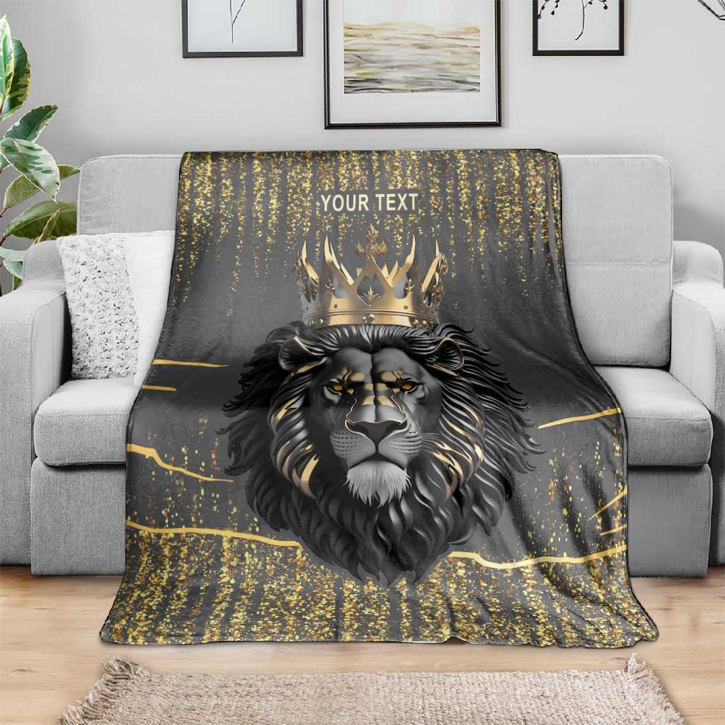 Personalized Black and Gold Lion Africa Blanket DT03