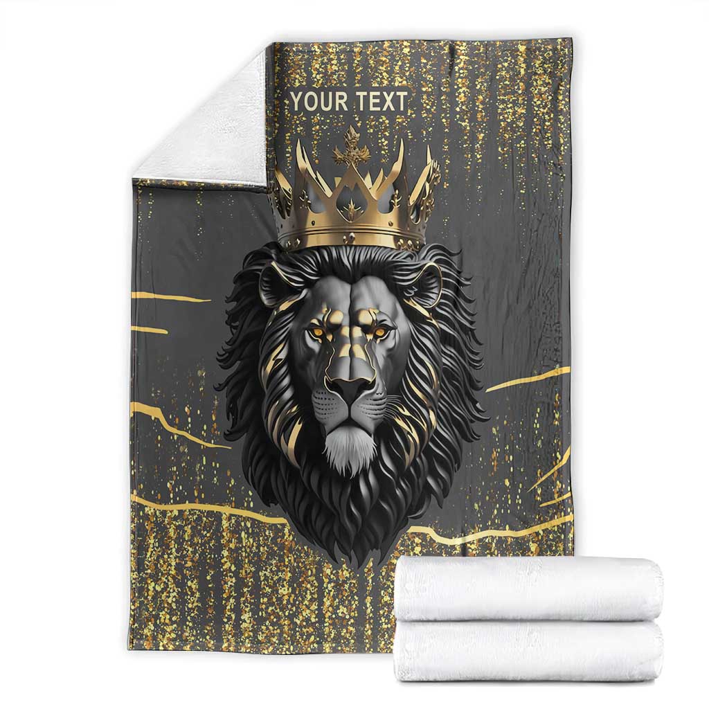 Personalized Black and Gold Lion Africa Blanket DT03