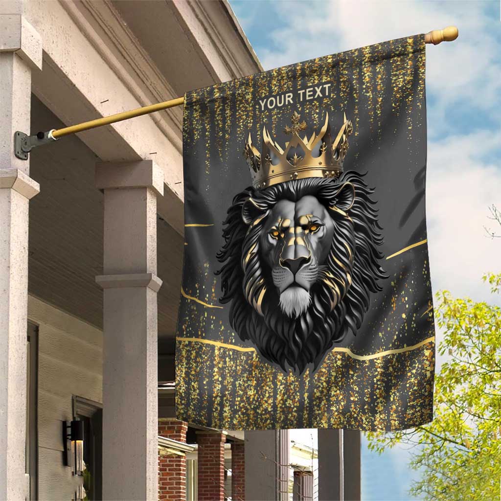 Personalized Black and Gold Lion Africa Garden Flag DT03